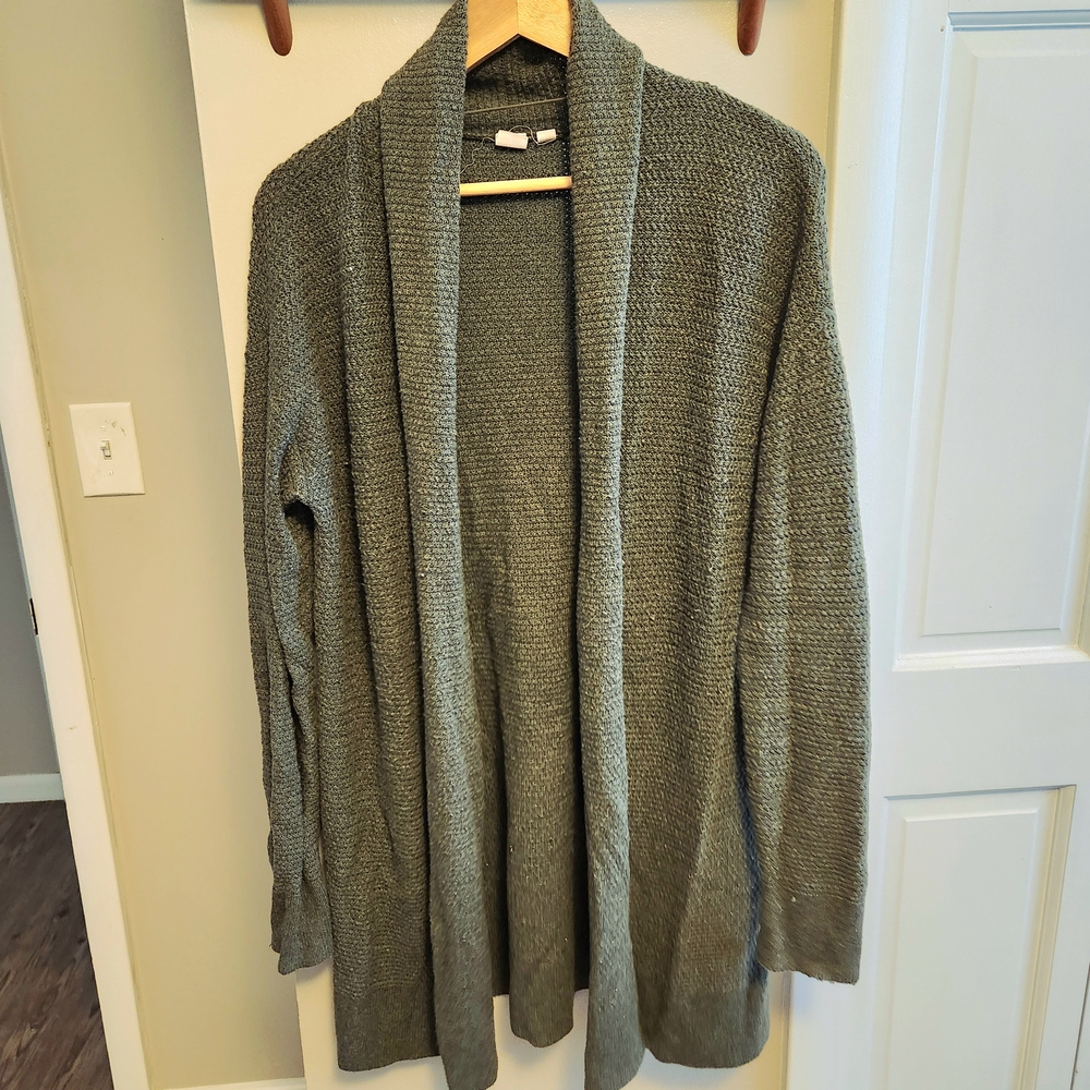 Women's Green Open Front Sweater